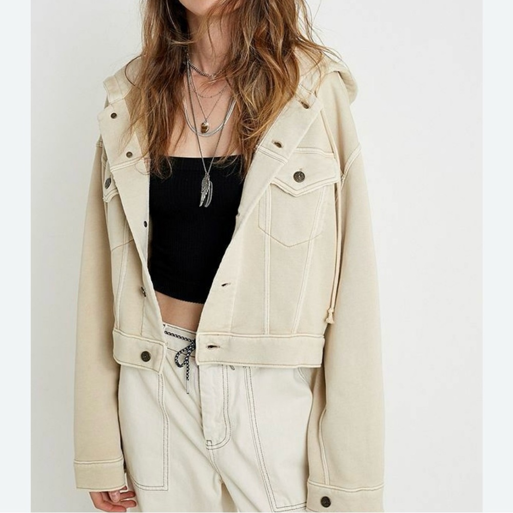 NWOT Free People Dreamer Beige Jacket Boho Streetwear Casual Oversized Slouchy